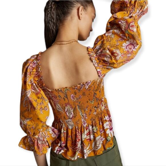 Anthropologie Conditions Apply Smocked Sweetheat Blouse XS NWT - Picture 5 of 10